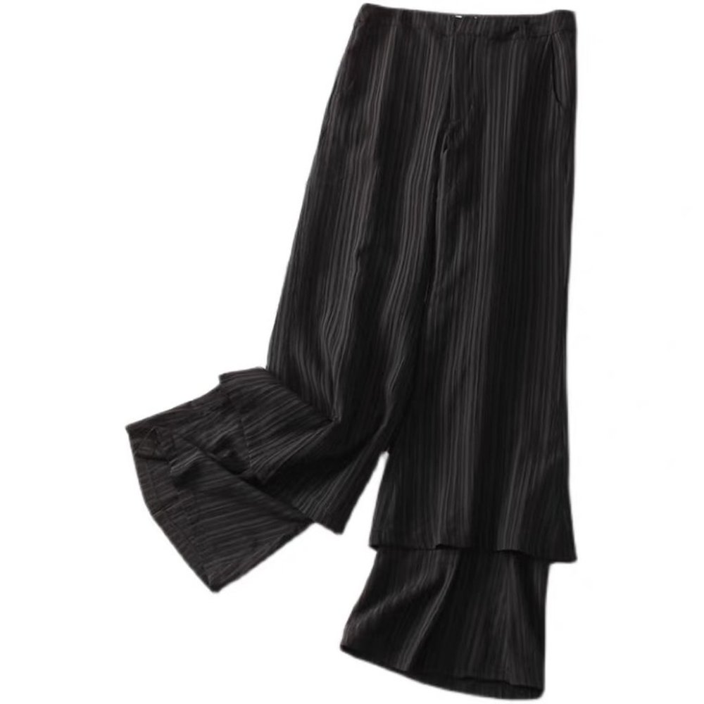 NWT black stripe flowy pants (28)